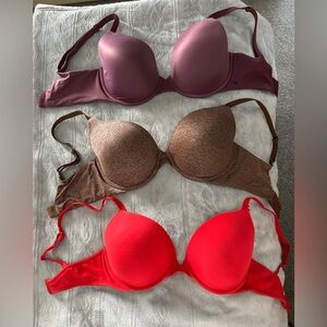 Victoria's Secret Red, Brown, and Purple Bras
